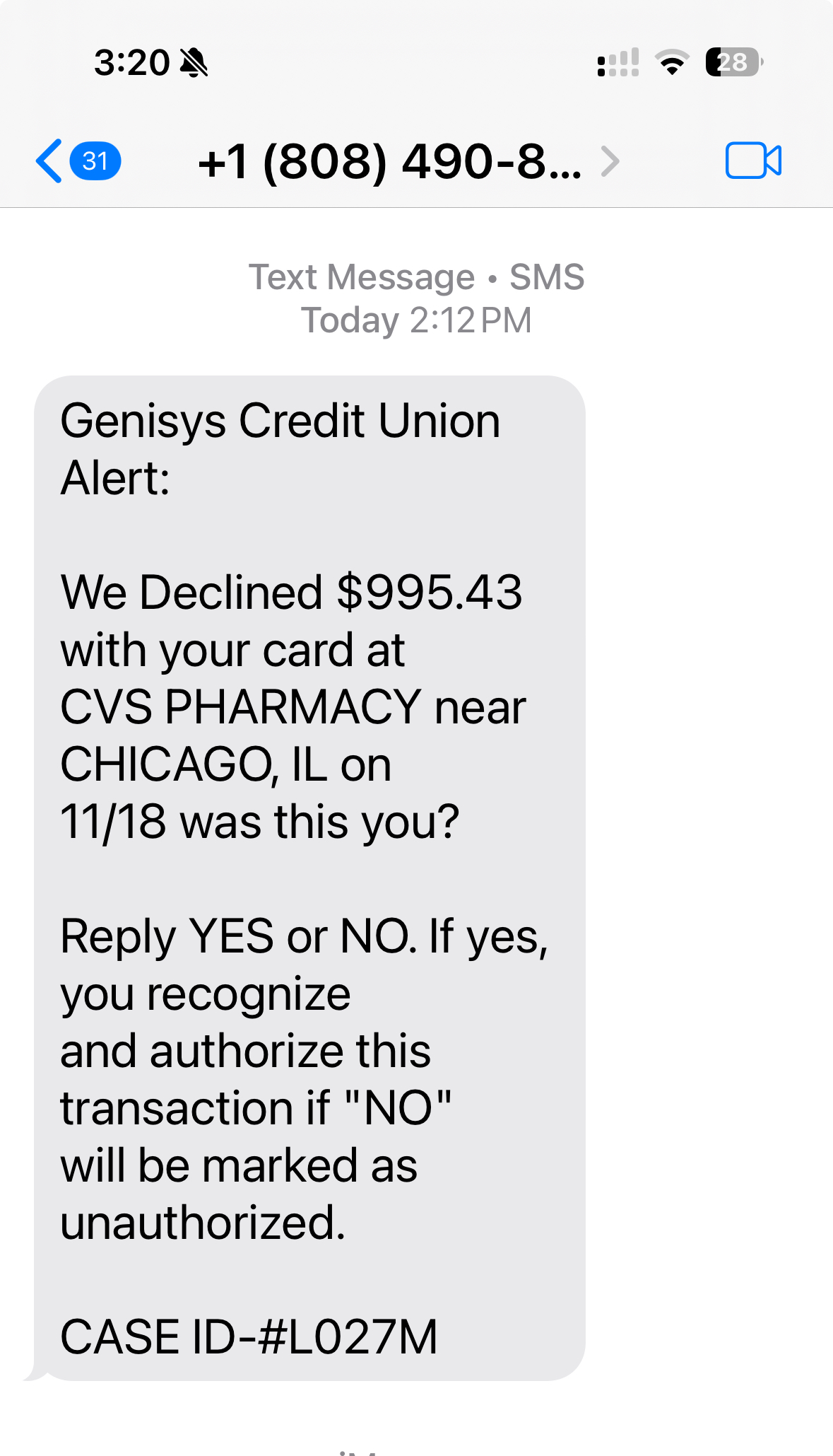 image of fake text scam