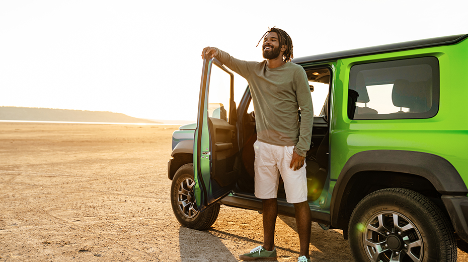 man with jeep