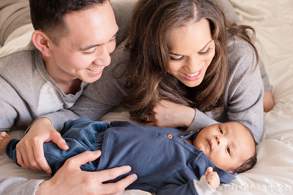 Close up of cute family with baby