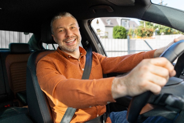 Man driving a car