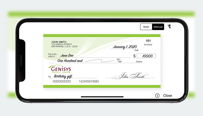 mobile screen showing mobile check deposit feature