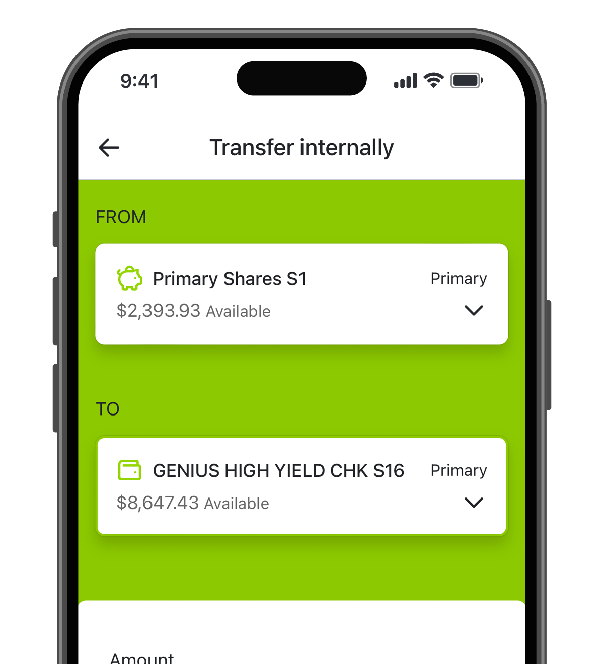 Transfer money Screen