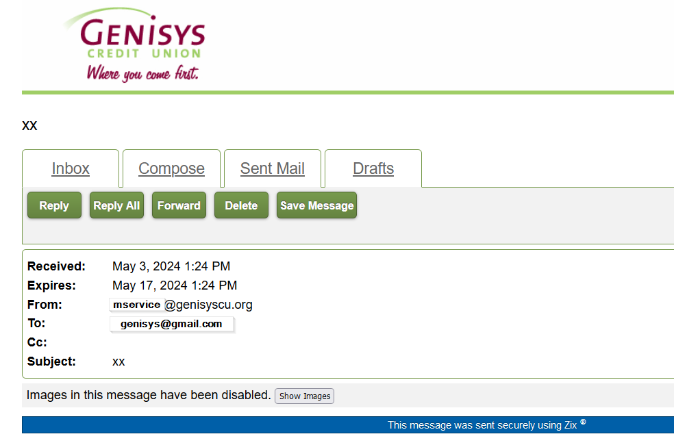 Genisys Credit Union SecureMessage Center