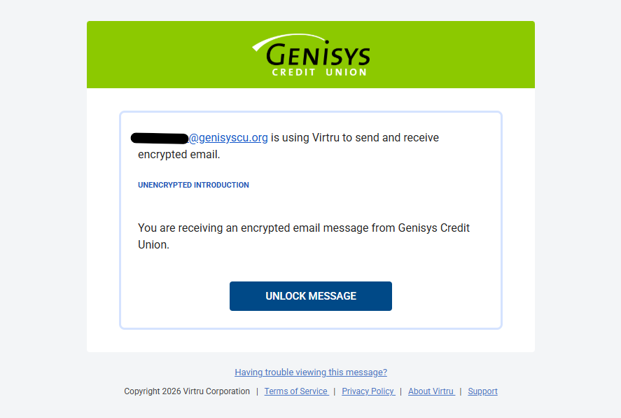 Look for an email from Genisys® Credit Union
